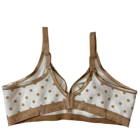 Cacique Cotton No Wire Bra in Ivory/Tan Polka Dot Size 46C - Picture 7 of 7